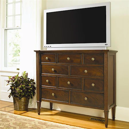(9) Drawer TV Chest w/ Drop Front Electronics Drawer